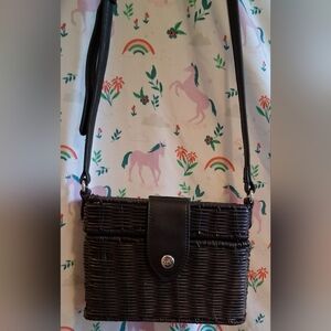 EUC RARE Vintage Banana Republic Black Wicker Boho Casual Everyday Purse Bag